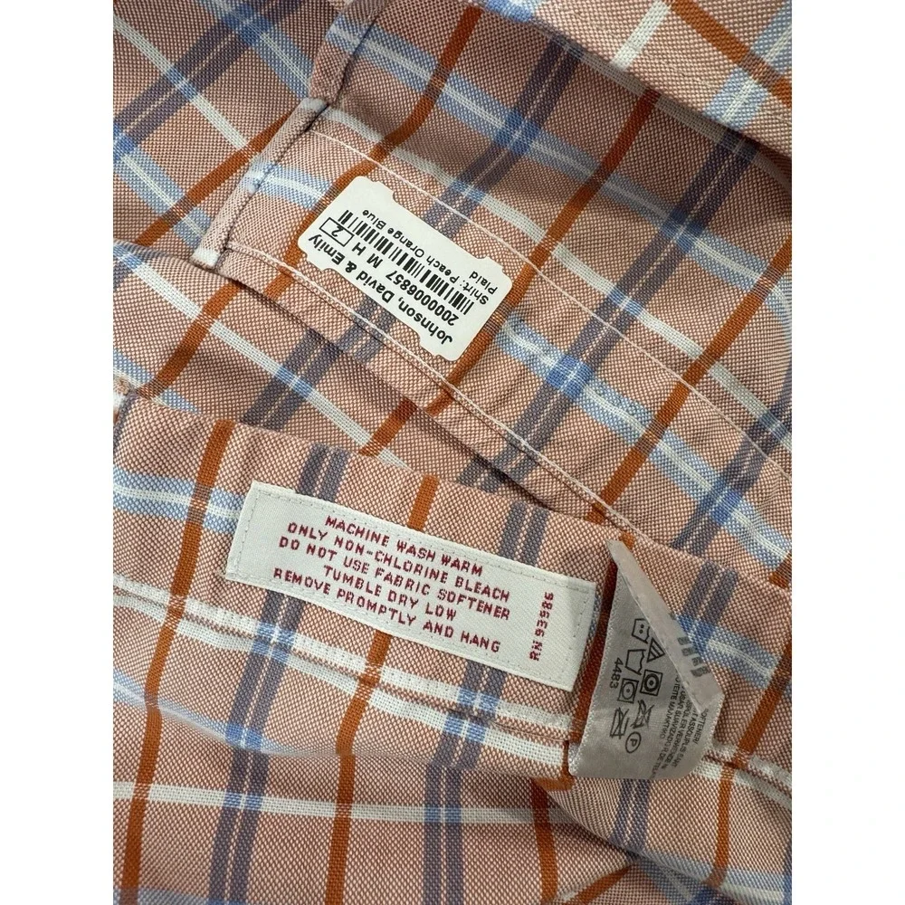 Brooks Brothers Shirt‎ Men's Button Down Striped Plaid Orange Blue Size Large